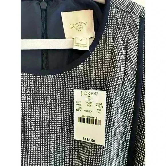 NWT J. Crew Suiting Navy Blue Tweed Double Breasted Dress Size 0 - Picture 6 of 7